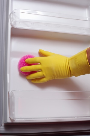Hand cleaning refrigerator.の写真素材