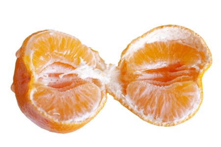 Tear in two mandarin.の写真素材