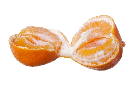 Tear in two mandarin.の写真素材