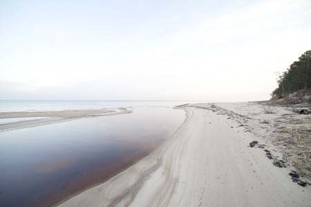 Mouth of small river, gulf of Riga, Baltic sea.の写真素材