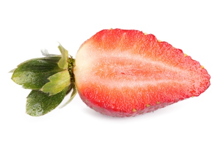 Half of strawberry on white.の写真素材