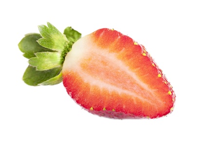 Sliced strawberry on white.の写真素材