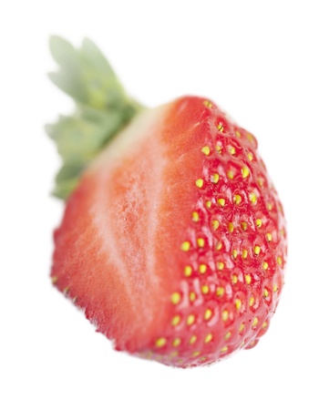 Sliced strawberry on white.の写真素材