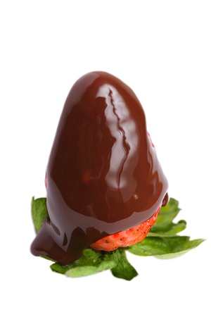 Chocolate strawberry on white.の写真素材