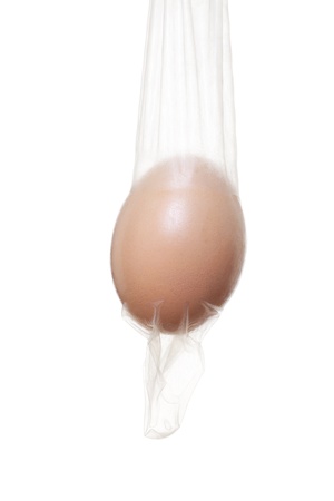 Protected egg on white.の写真素材