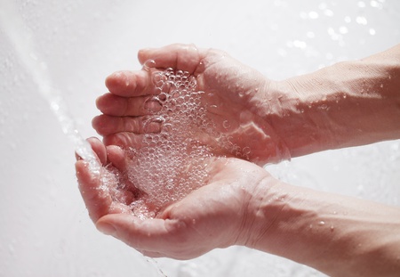 Hands and water.の写真素材