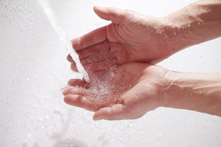 Hands and water.の写真素材