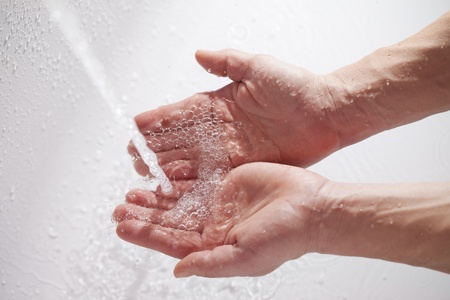 Hands and water.の写真素材