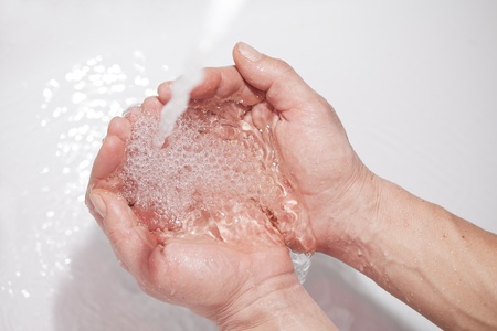 Hands and water.の写真素材