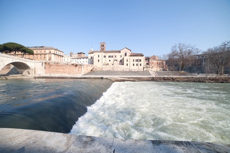 Tiber river in Rome, Italy.の写真素材