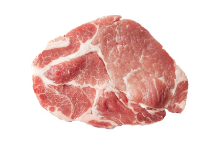 Slice of meat isolated on white の写真素材