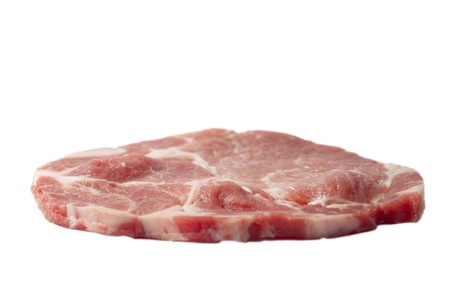 Slice of meat isolated on white の写真素材