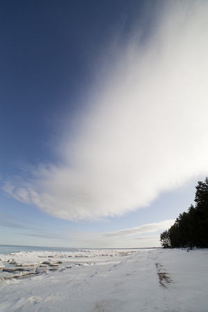 Frozen gulf of Riga, Baltic sea の写真素材