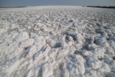 Ice in small harbor at gulf of Riga, Baltic sea 