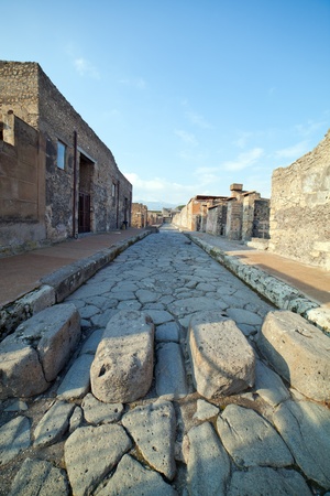 Street in Pompei ruins, Italy の写真素材