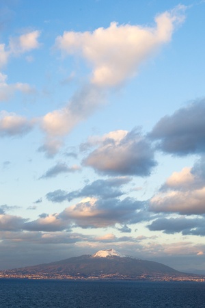 Vesuvio,Tyrrhenian sea and clouds in evening の写真素材