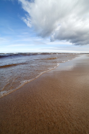 Coast of gulf of Riga, Baltic sea in early spring の写真素材