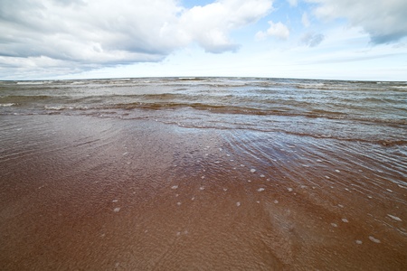 Coast of gulf of Riga, Baltic sea in early spring の写真素材