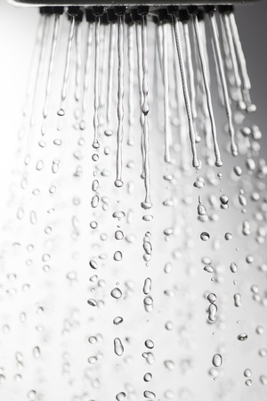 Showerhead and falling water drops Showerhead and falling water drops