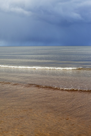 Dark sky over gulf of Riga, Baltic sea の写真素材