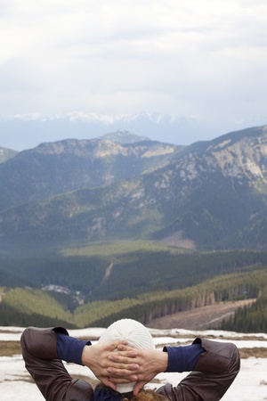 Woman in Low Tatras highland, Slovakia の写真素材