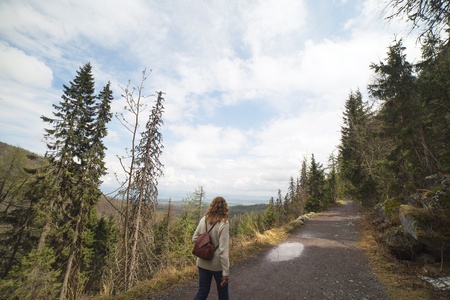 Tourist in High Taras, Slovakia の写真素材