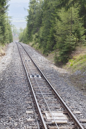 Funicular rails in high Tatras, Slovakia, Europe の写真素材