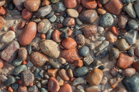 Stones in sand at sea の写真素材