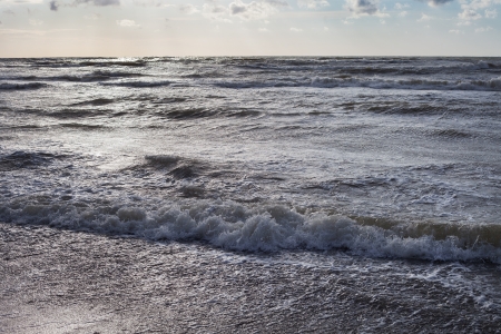 Waves in stormy Baltic sea の写真素材