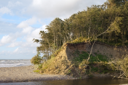  Dunes and entrance of small river Riva in Baltic sea, Latvia, Europe の写真素材