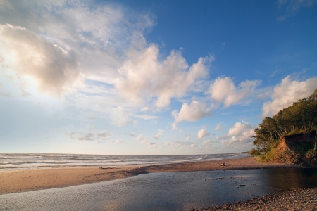 Entrance of small river Riva in Baltic sea, Latvia, Europe の写真素材