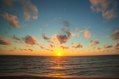 Sundown in Baltic sea の写真素材
