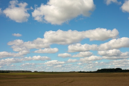 Cloudy sky over land の写真素材