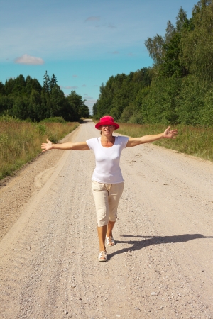 Attractive woman in countryside の写真素材