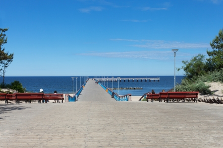 Wooden bridge in Baltic sea, Palanga city, Lithuania , Europe の写真素材
