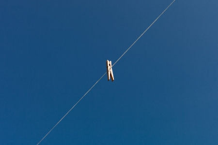 Clothespin on clothesline の写真素材