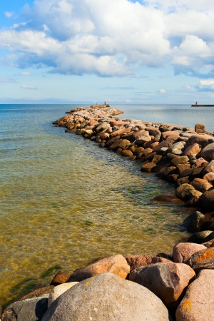 Mole of small Baltic port Roja, Latvia の写真素材