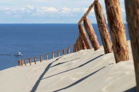 Sandy Dunes on the Curonian Spit in Nida, Neringa, Lithuania.の写真素材