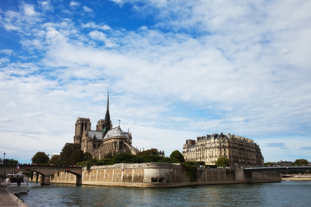 Notre Dame cathedral and Seine river, Paris, France.のeditorial素材