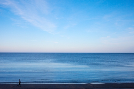 Blue sky over blue Baltic sea.の写真素材