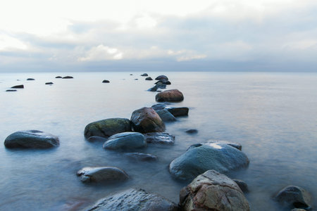 Cold day at Baltic coast.の写真素材