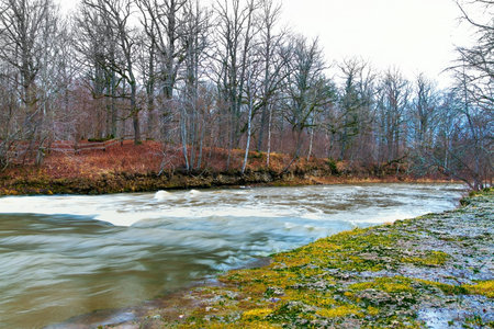 Rapid water in small river.