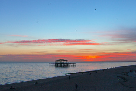 Brighton west pier at sunset, East Sussex, England, United Kingdom.の写真素材
