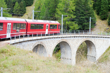 Train from Tirano to St. Morittz, Switzerland.の写真素材
