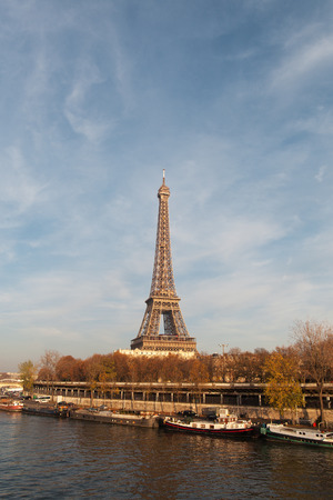 Eiffel tower in autumn sun light, Paris, France.の写真素材
