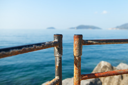 Old rails at sea.の写真素材