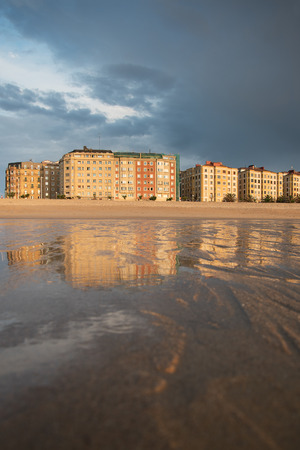 Sunset light on San Sebastian city, Spain.の写真素材
