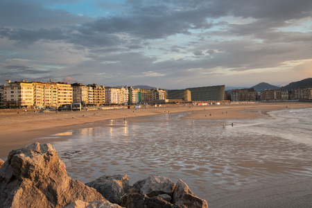 Sunset light on San Sebastian city, Spain.の写真素材