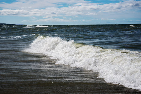 Waves at Baltic sea coast , Ventspils, Latvia.の写真素材