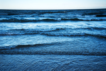 Waves in evening time, Gulf of Riga, Baltic sea.の写真素材